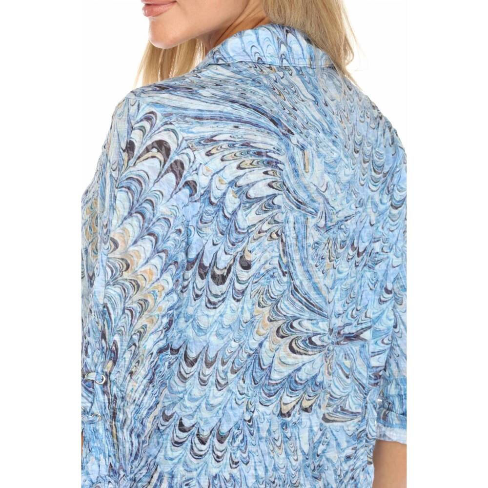 NEW CARINE sabrina 3/4 sleeves shirt in tidal drift - Picture 7 of 8